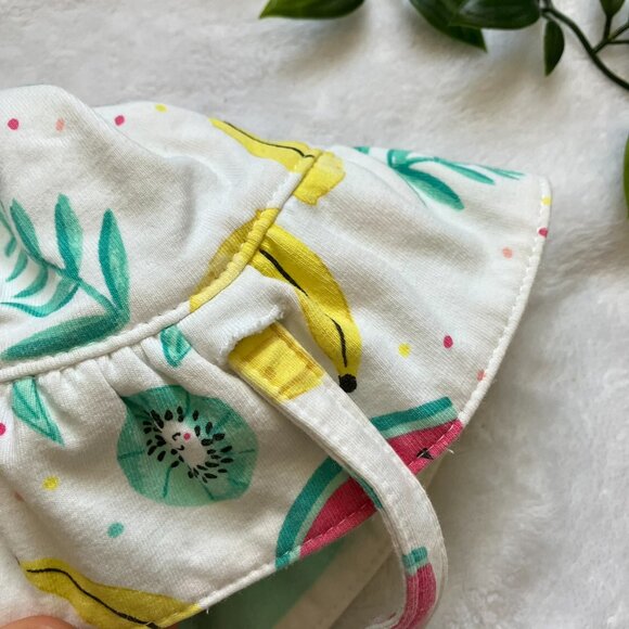 Baby Sun Hat 3-12M | Summer White Fruit Stripe Reversible GUC - Picture 5 of 11